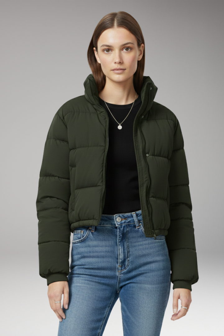 Women’s Jacket with Zipper and Quilted Sleeves