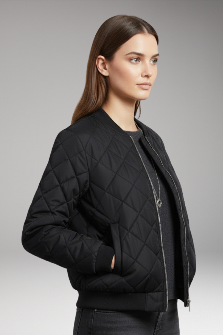 Women’s Jacket with Zipper and Quilted Surface