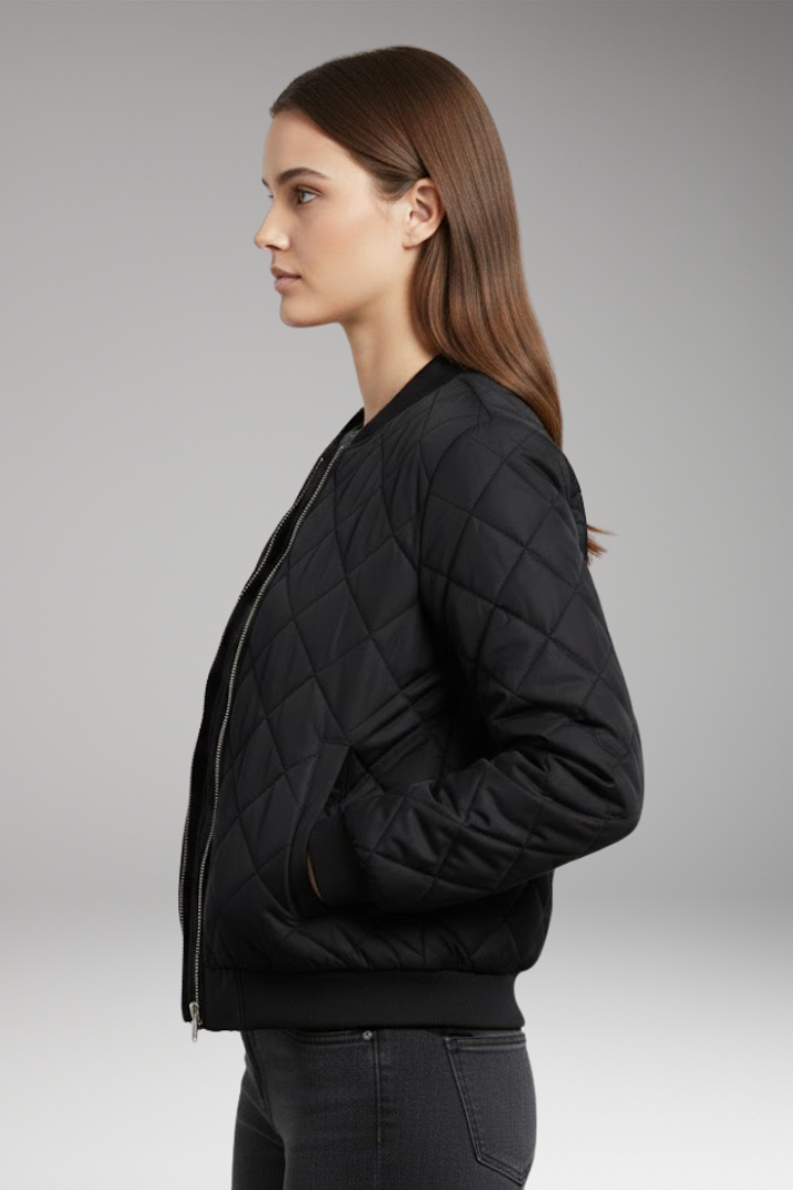 Women’s Jacket with Zipper and Quilted Surface