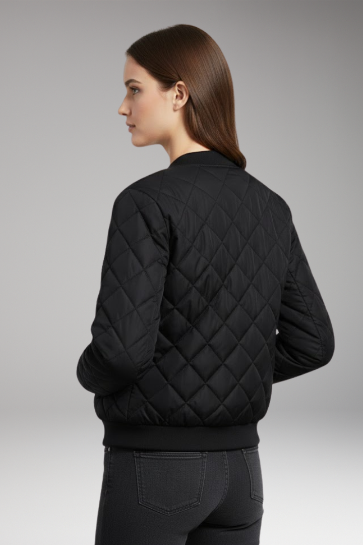 Women’s Jacket with Zipper and Quilted Surface