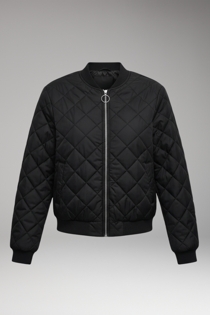 Women’s Jacket with Zipper and Quilted Surface