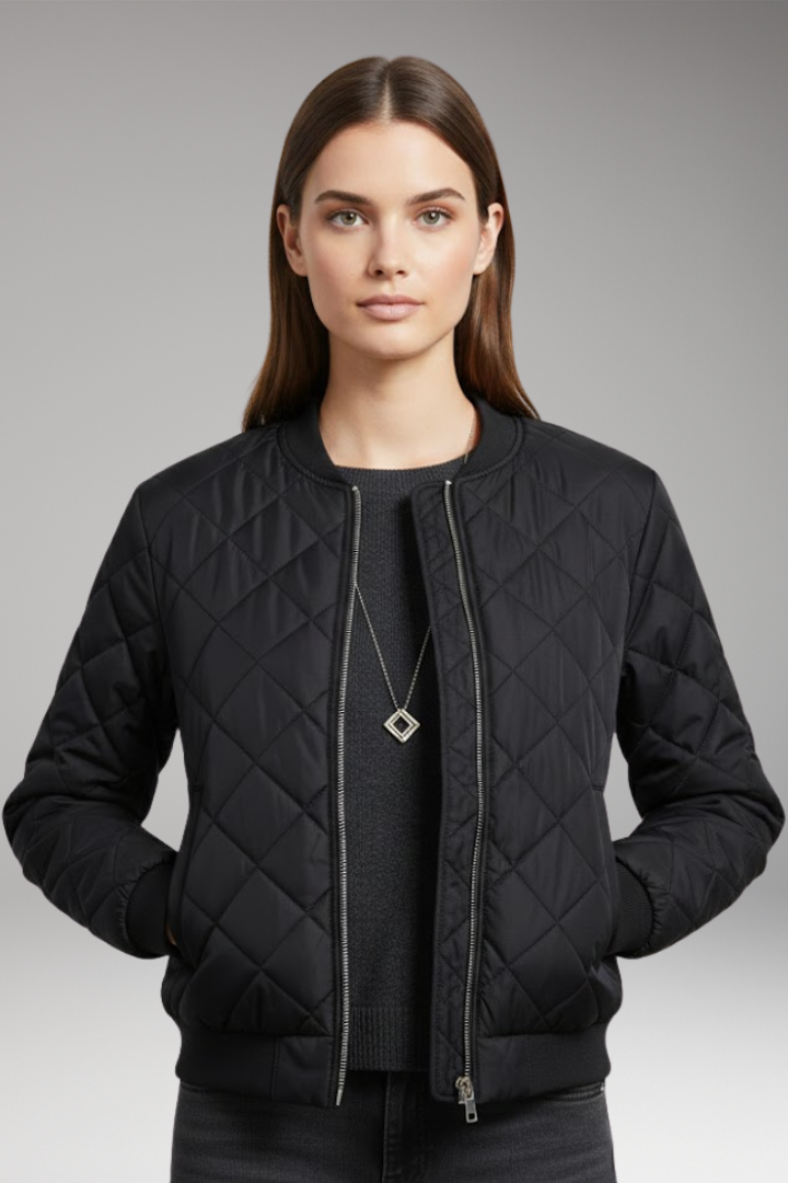 Women’s Jacket with Zipper and Quilted Surface