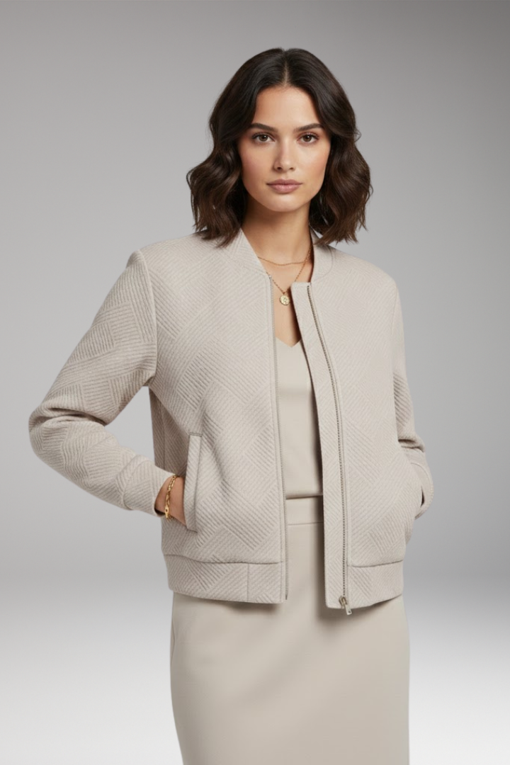 Women’s Jacket with Zipper and Ribbed Surface