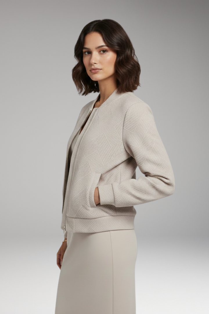 Women’s Jacket with Zipper and Ribbed Surface