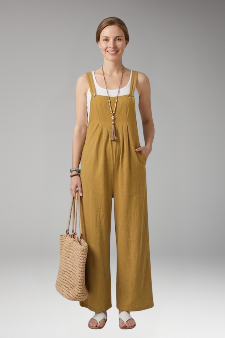 Women's Jumpsuit with Adjustable Straps and Wide Legs