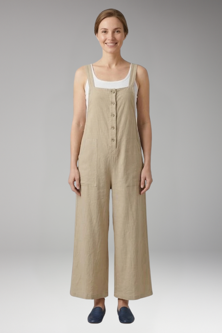 Women's Jumpsuit with Adjustable Straps and Wide Legs