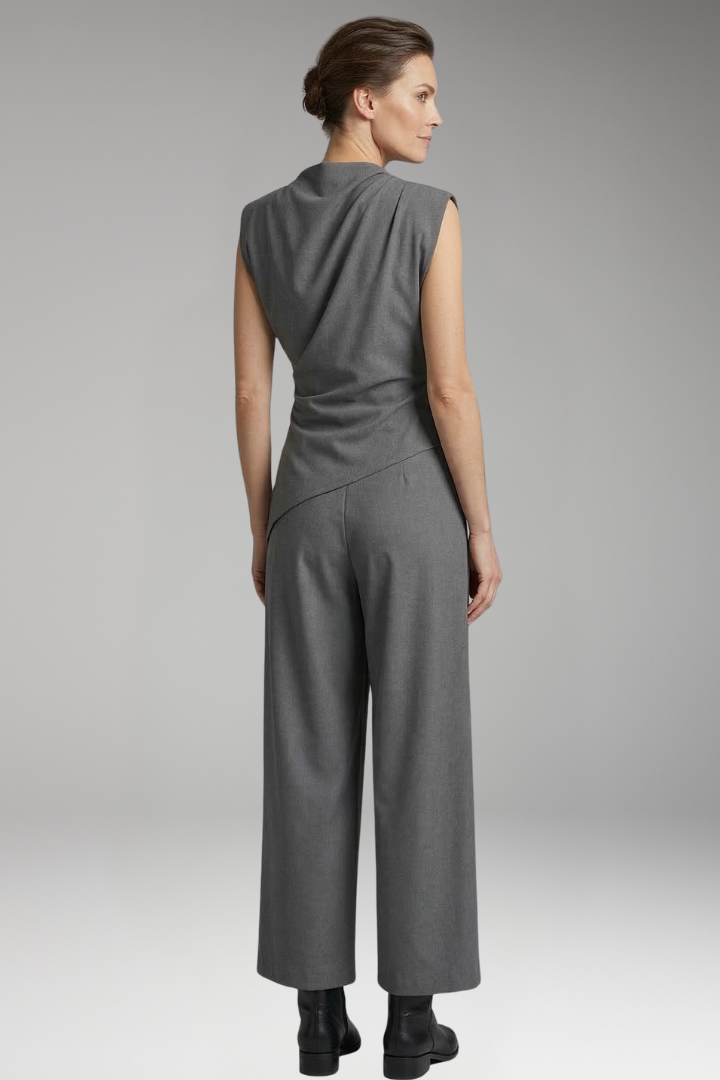 Women's Jumpsuit with Asymmetrical Waist and Wide Legs