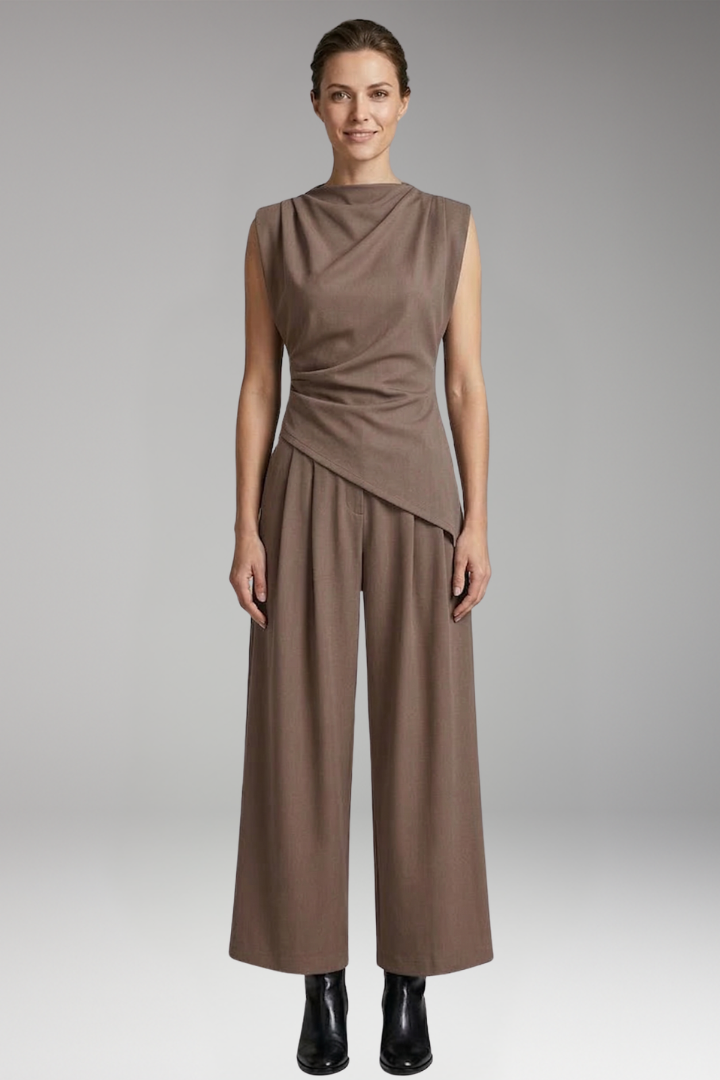 Women's Jumpsuit with Asymmetrical Waist and Wide Legs