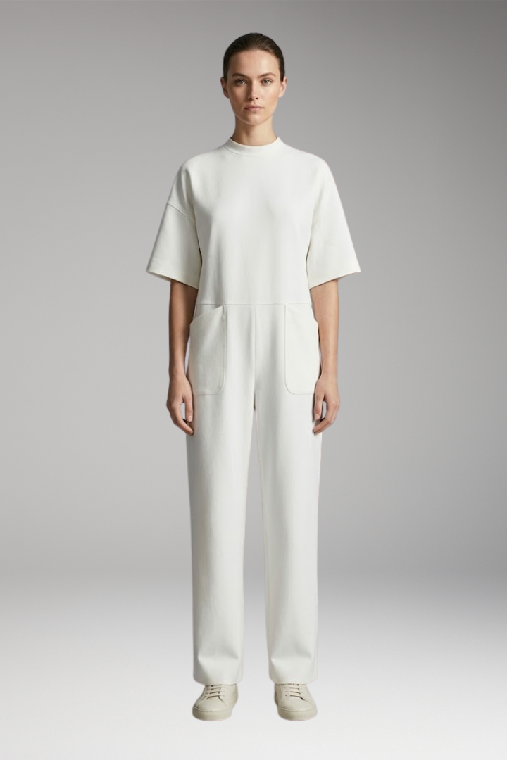 Women’s Jumpsuit with Back Zipper and Straight Leg