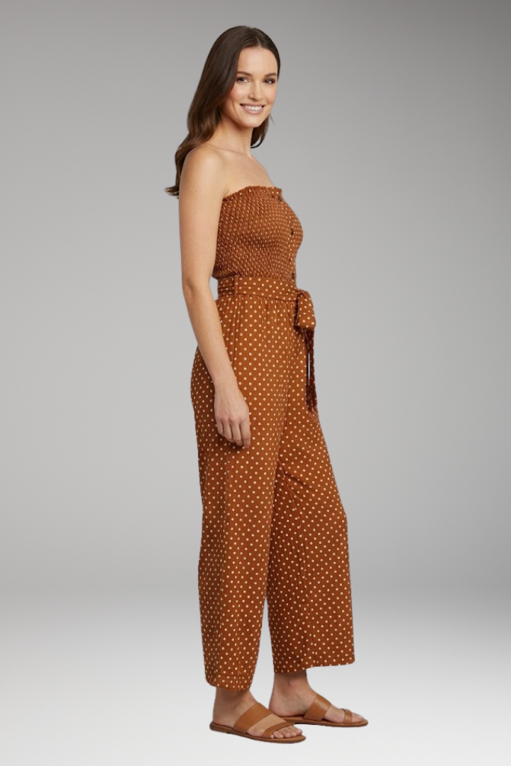 Women's Jumpsuit with Bandeau Top and Tie Waist