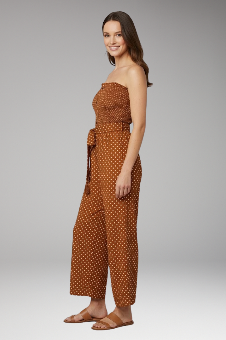 Women's Jumpsuit with Bandeau Top and Tie Waist