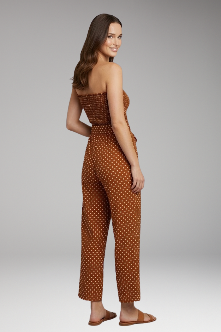 Women's Jumpsuit with Bandeau Top and Tie Waist