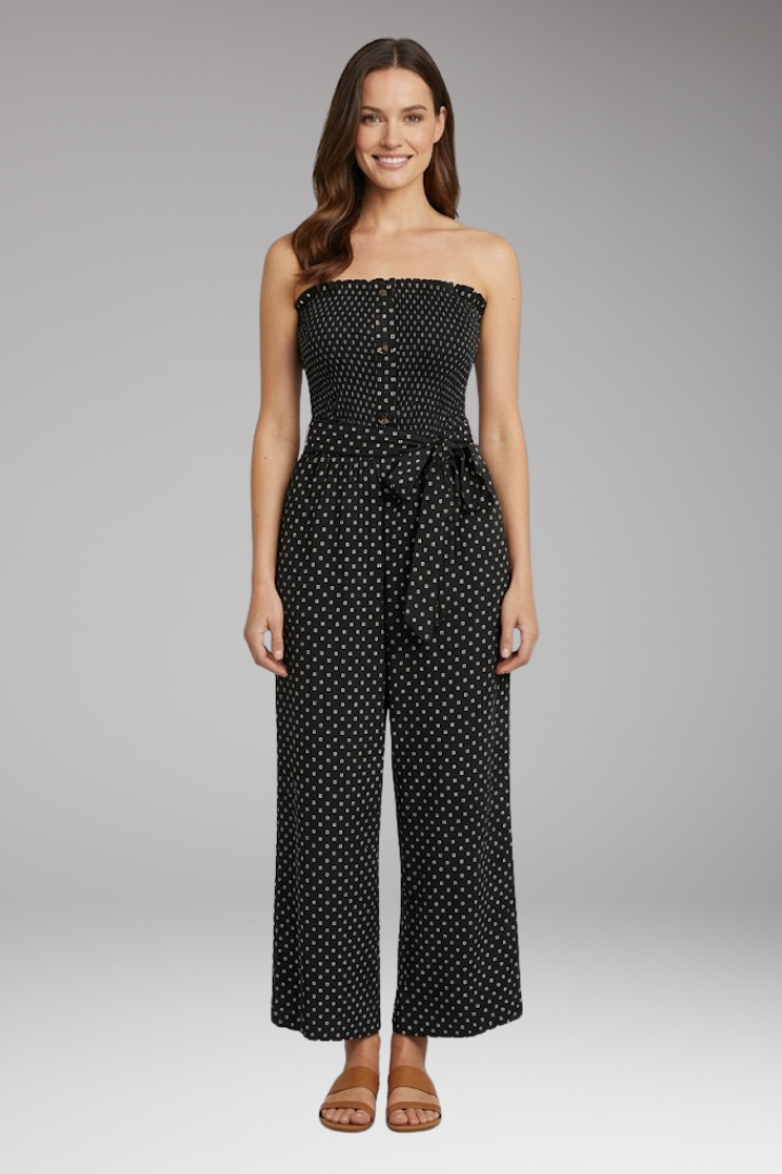 Women's Jumpsuit with Bandeau Top and Tie Waist