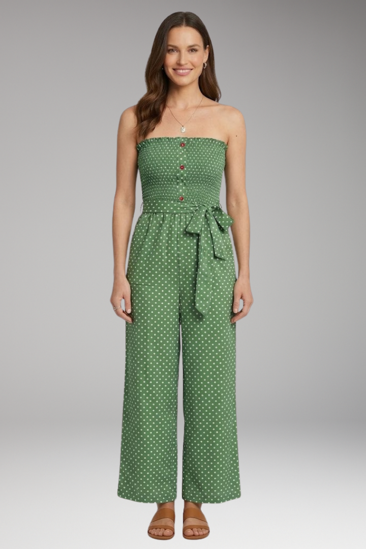 Women's Jumpsuit with Bandeau Top and Tie Waist
