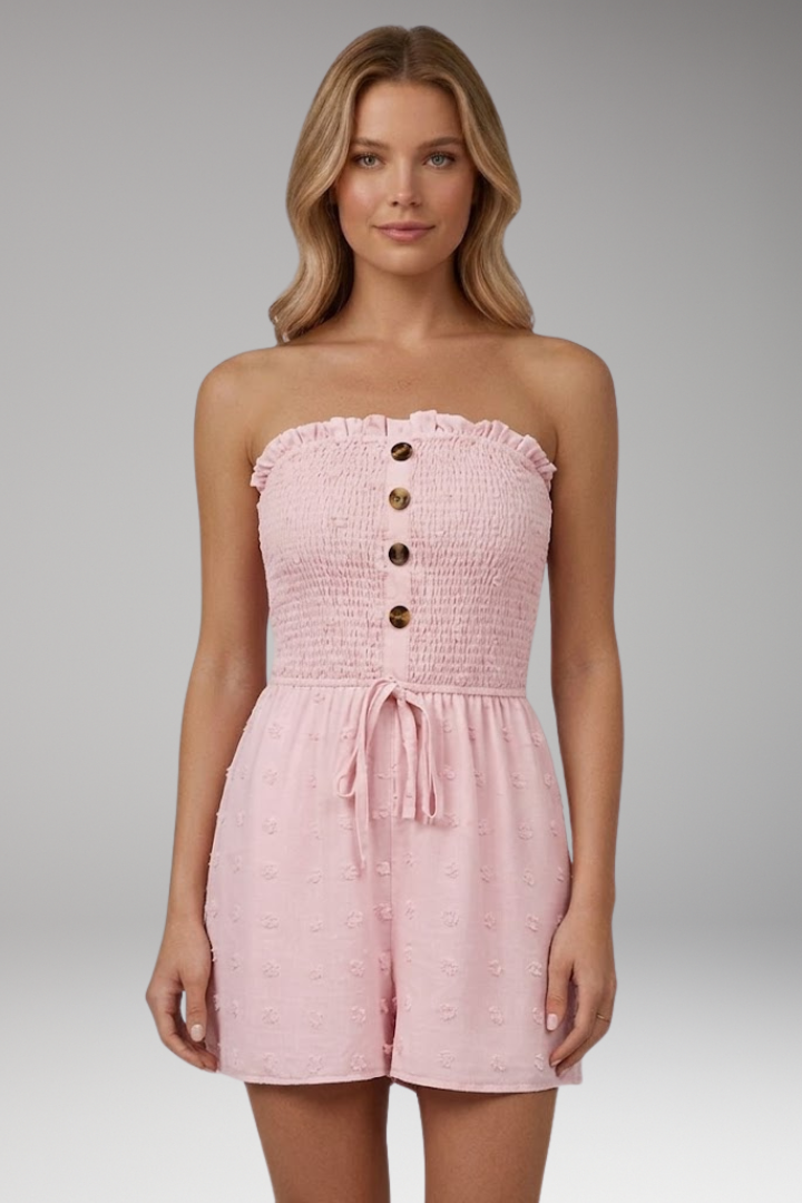 Women's Jumpsuit with Bandeau Top and Waist Tie