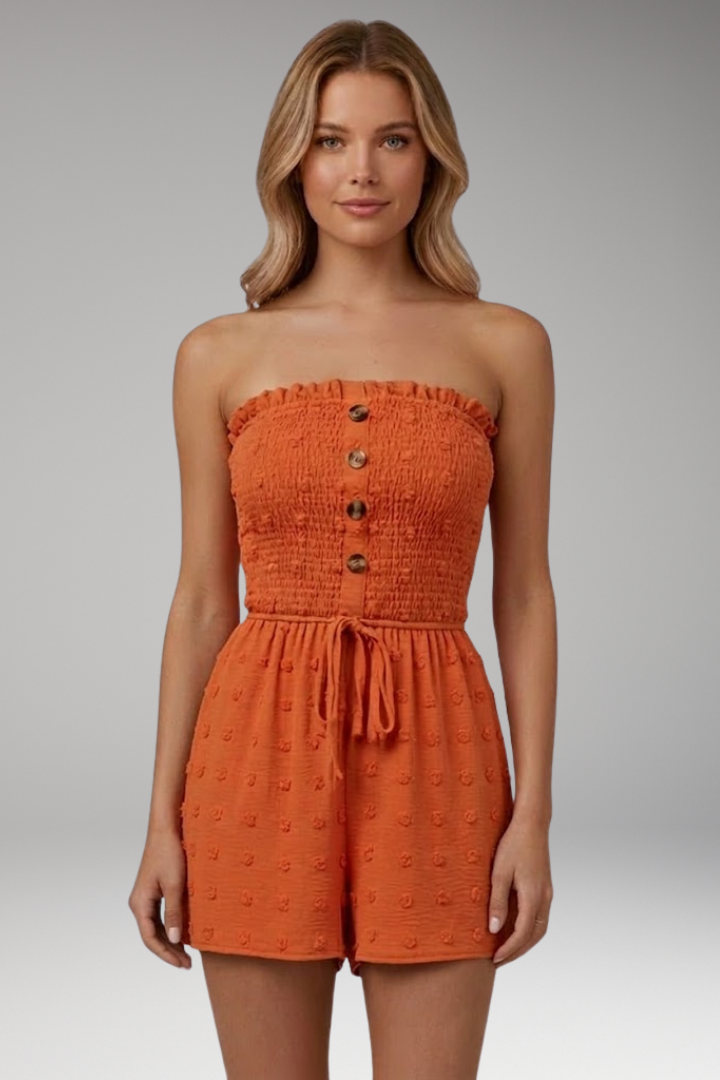 Women's Jumpsuit with Bandeau Top and Waist Tie