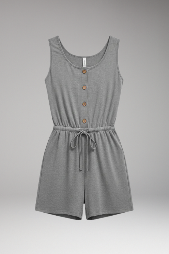 Women's Jumpsuit with Button Front and Short Leg
