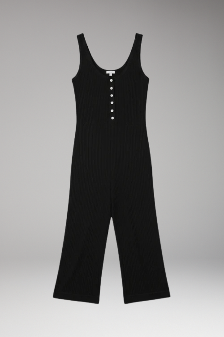 Women's Jumpsuit with Button Placket and Pockets
