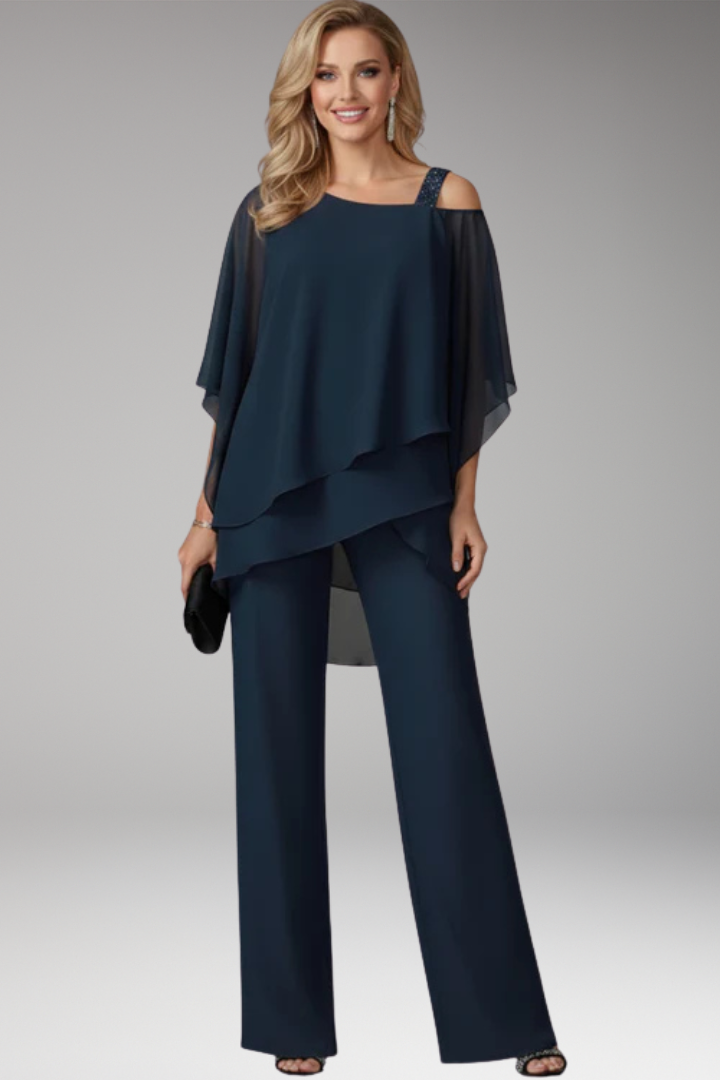 Women's Jumpsuit with Cold Shoulder and Straight Legs