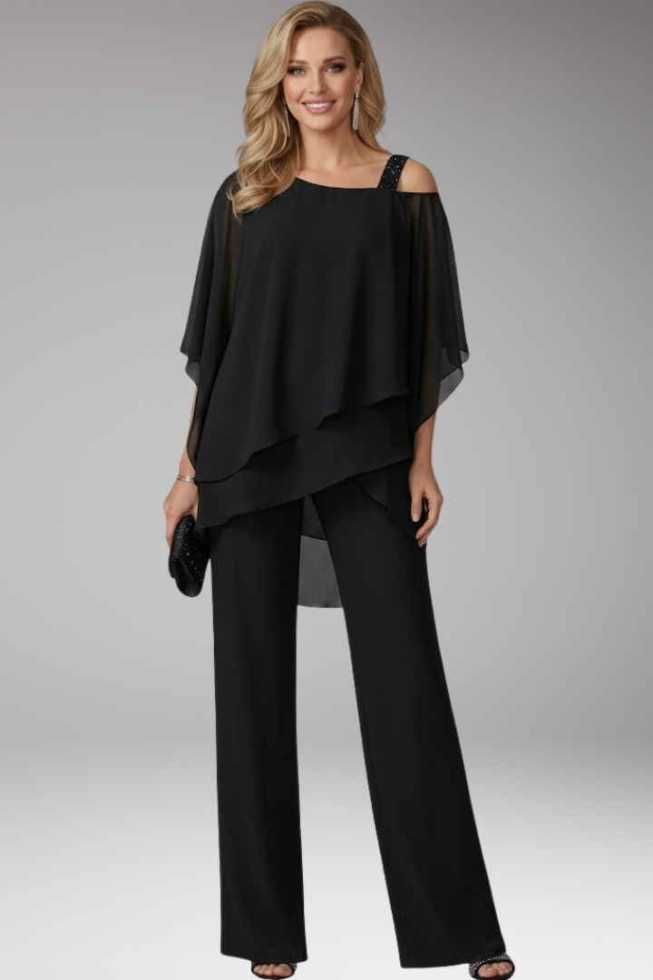 Women's Jumpsuit with Cold Shoulder and Straight Legs