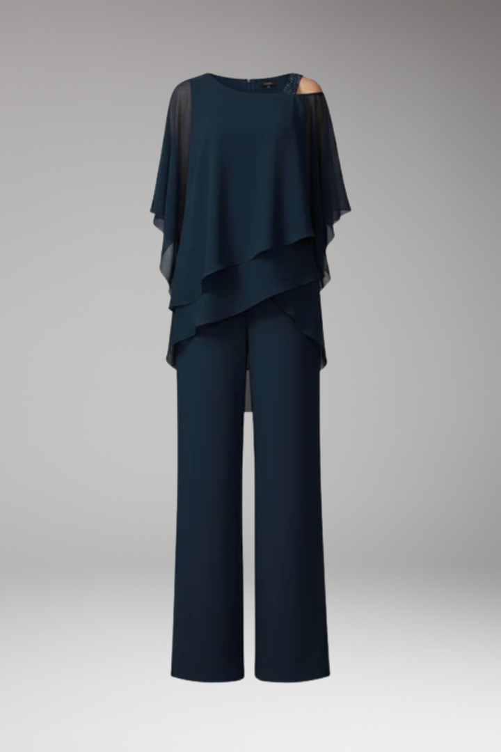 Women's Jumpsuit with Cold Shoulder and Straight Legs