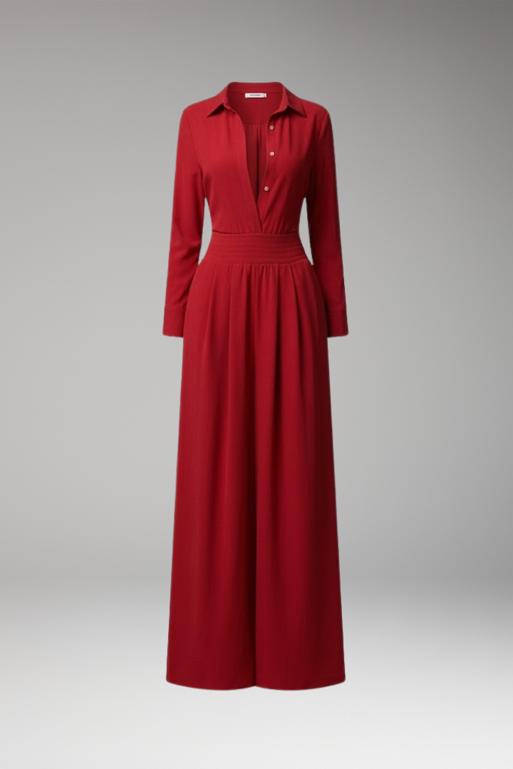 Women's Jumpsuit with Collar and Wide Legs