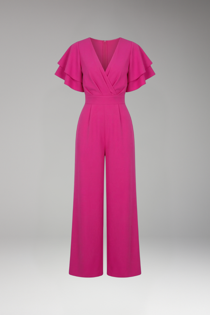 Women's Jumpsuit with Flutter Sleeve and Wide Legs