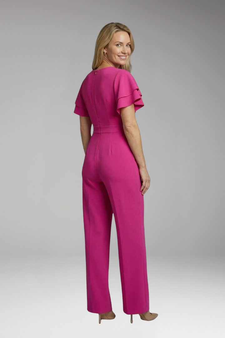 Women's Jumpsuit with Flutter Sleeve and Wide Legs