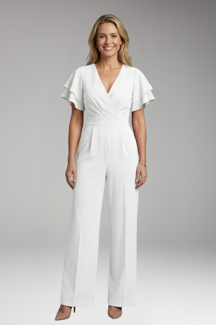 Women's Jumpsuit with Flutter Sleeve and Wide Legs