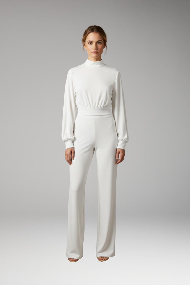 Women's Jumpsuit with Half Collar and Relaxed Fit