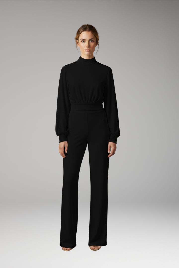 Women's Jumpsuit with Half Collar and Relaxed Fit