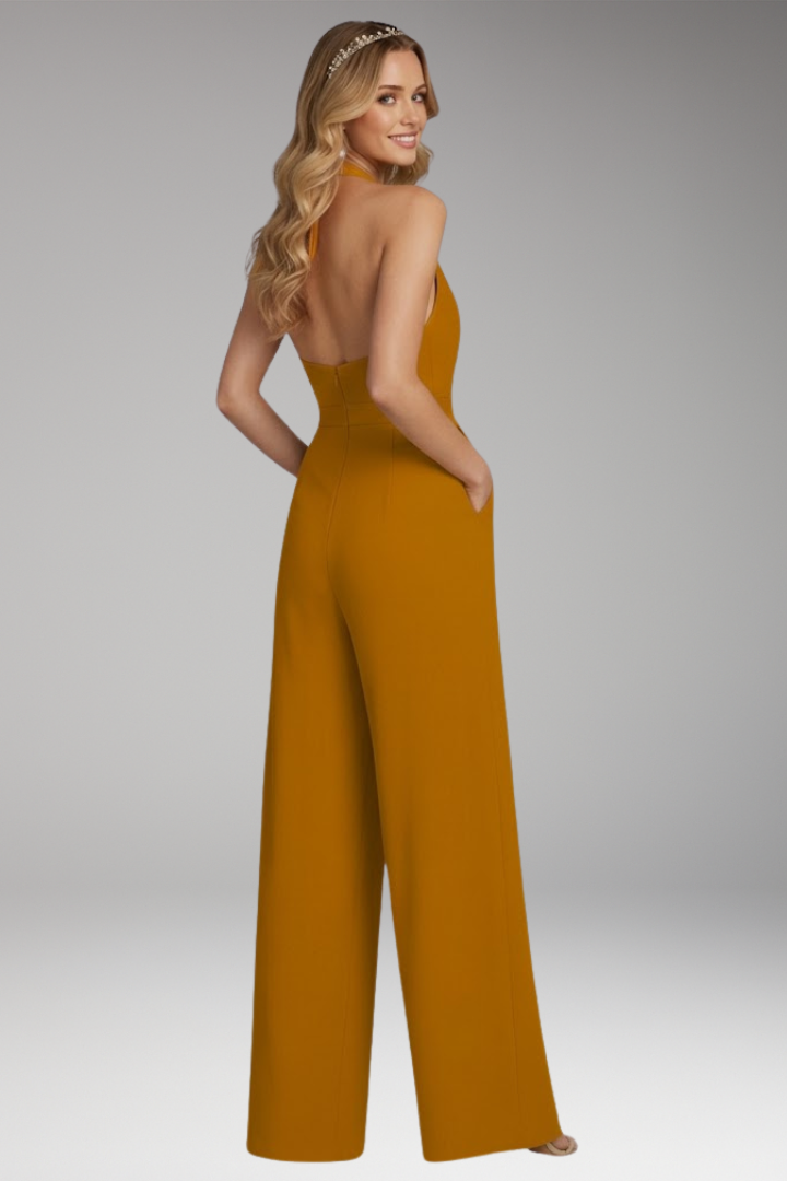 Women's Jumpsuit with Halter Neck and Backless Design