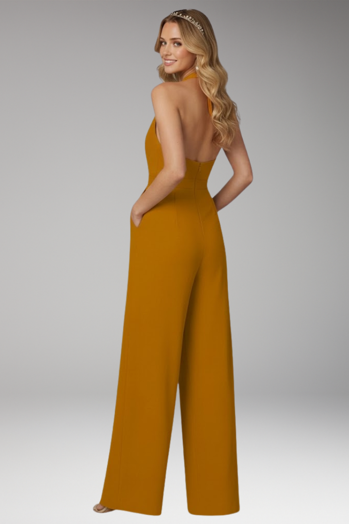 Women's Jumpsuit with Halter Neck and Backless Design