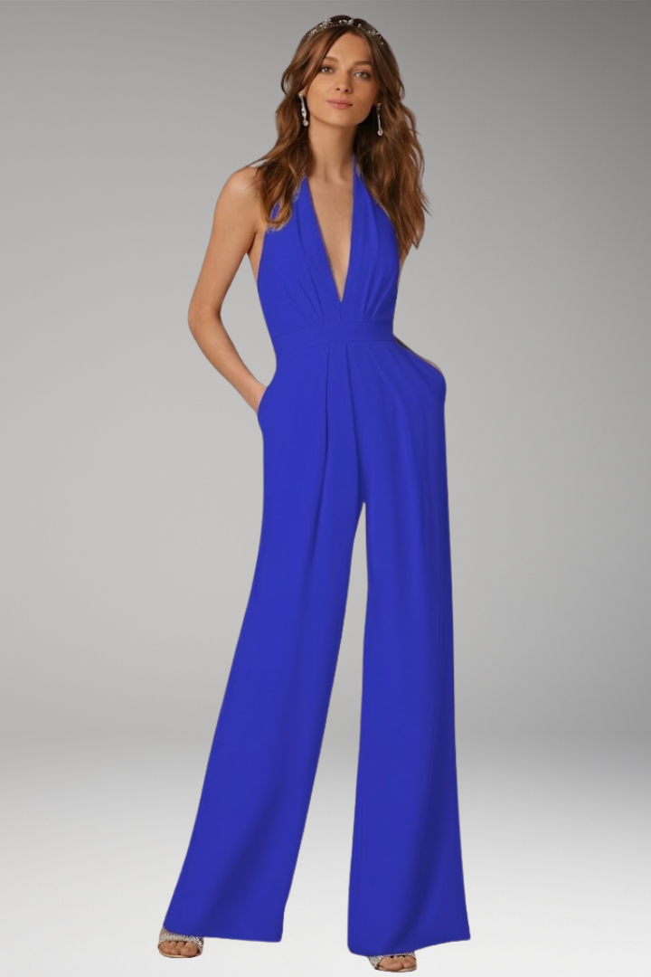 Women's Jumpsuit with Halter Neck and Backless Design