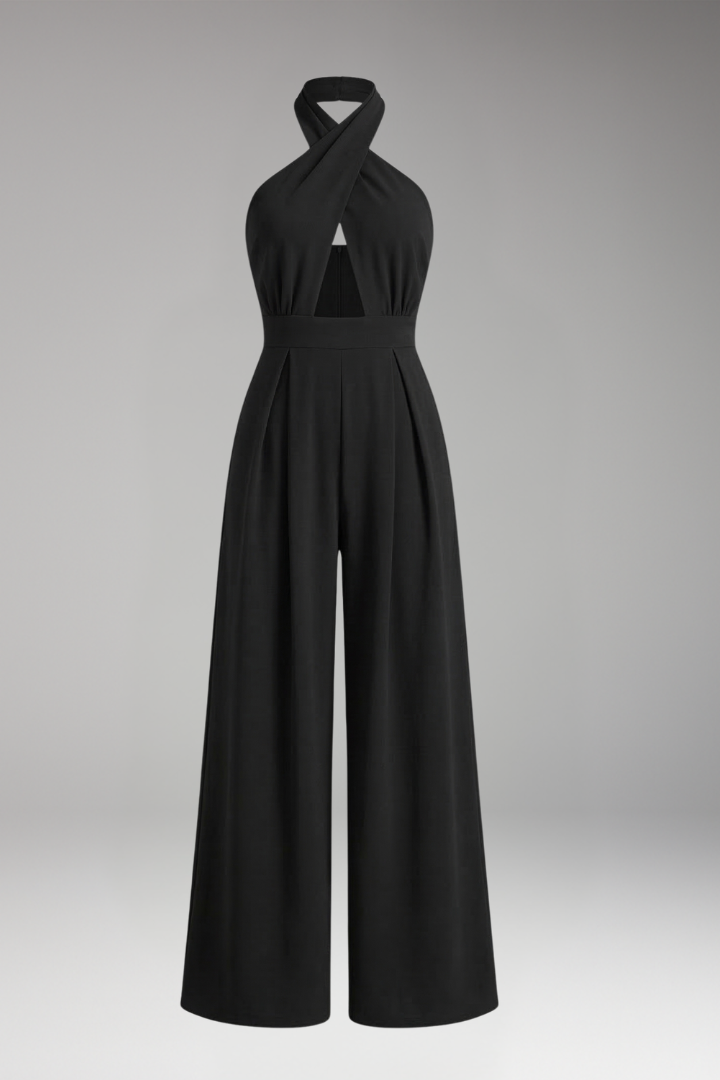 Women's Jumpsuit with Halter Neck and Front Cutout