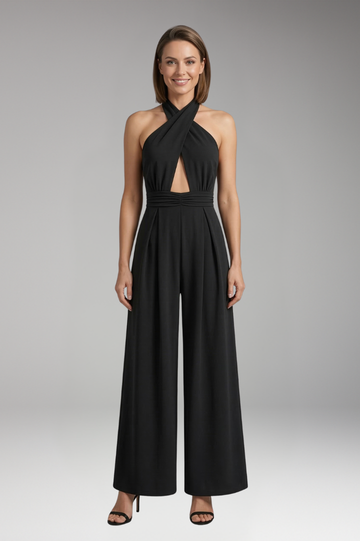 Women's Jumpsuit with Halter Neck and Front Cutout