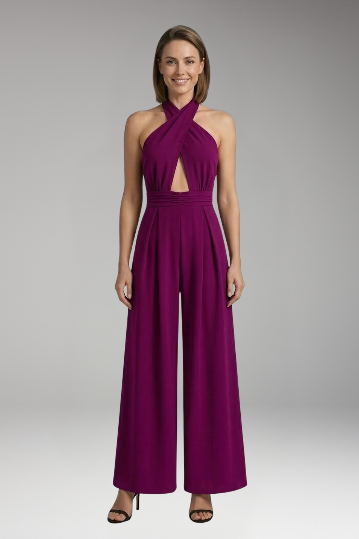 Women's Jumpsuit with Halter Neck and Front Cutout