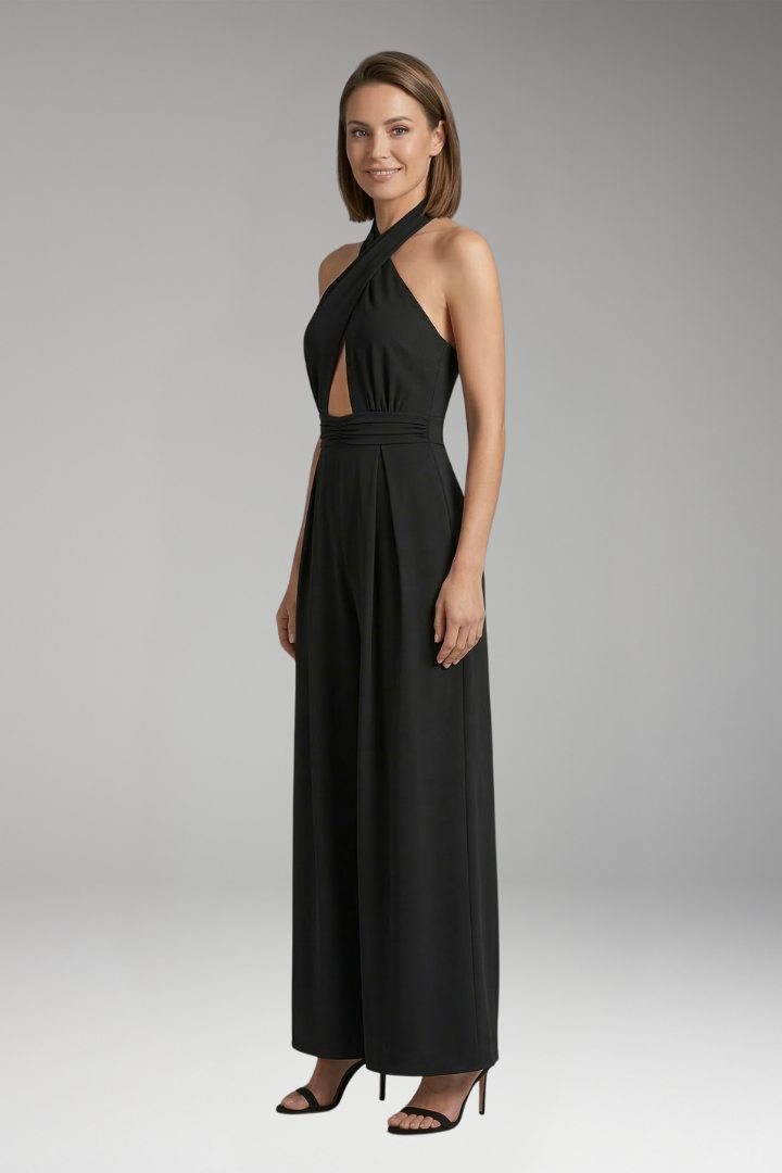 Women's Jumpsuit with Halter Neck and Front Cutout