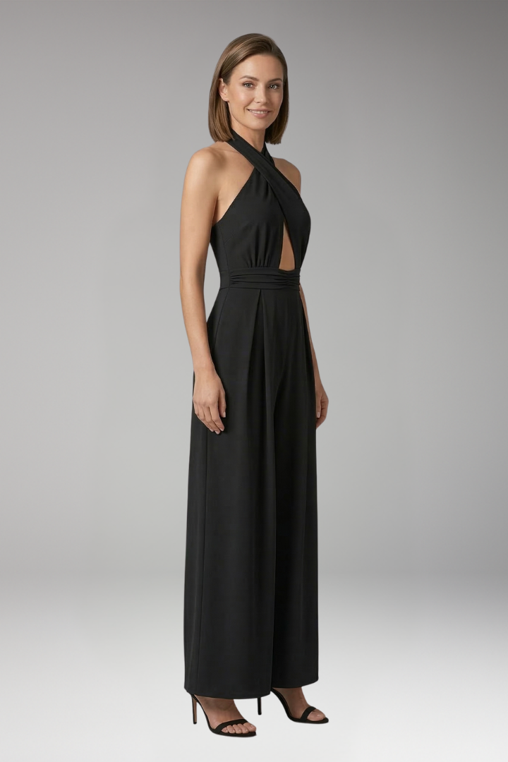 Women's Jumpsuit with Halter Neck and Front Cutout