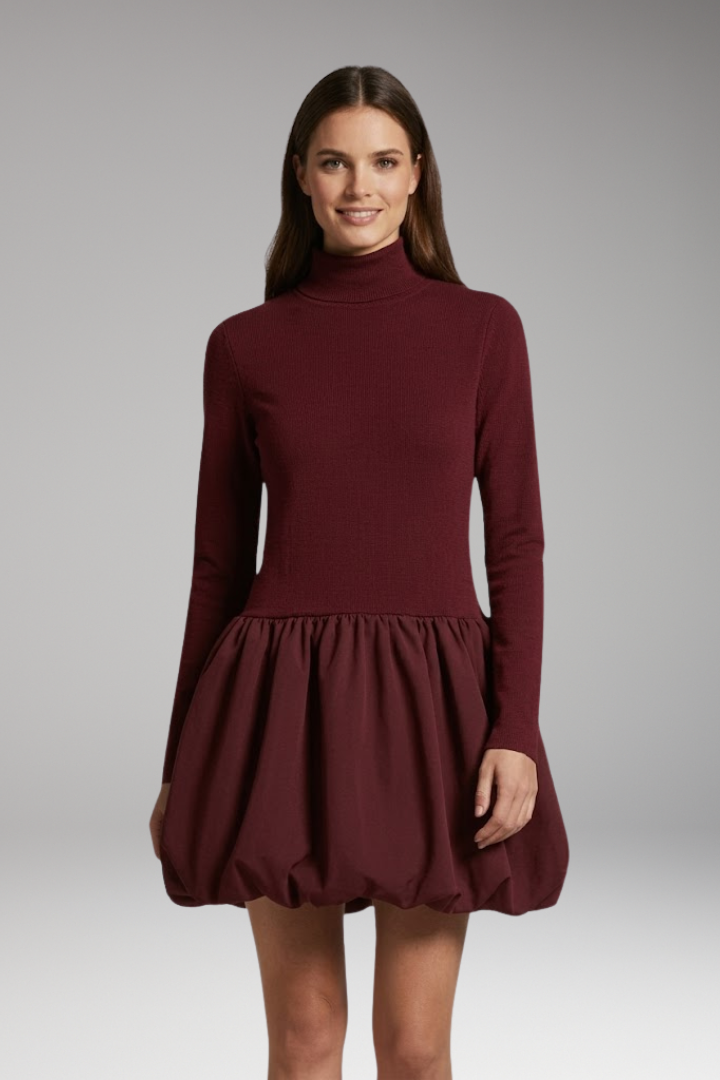 Women's Jumpsuit with High Neck and Flared Skirt