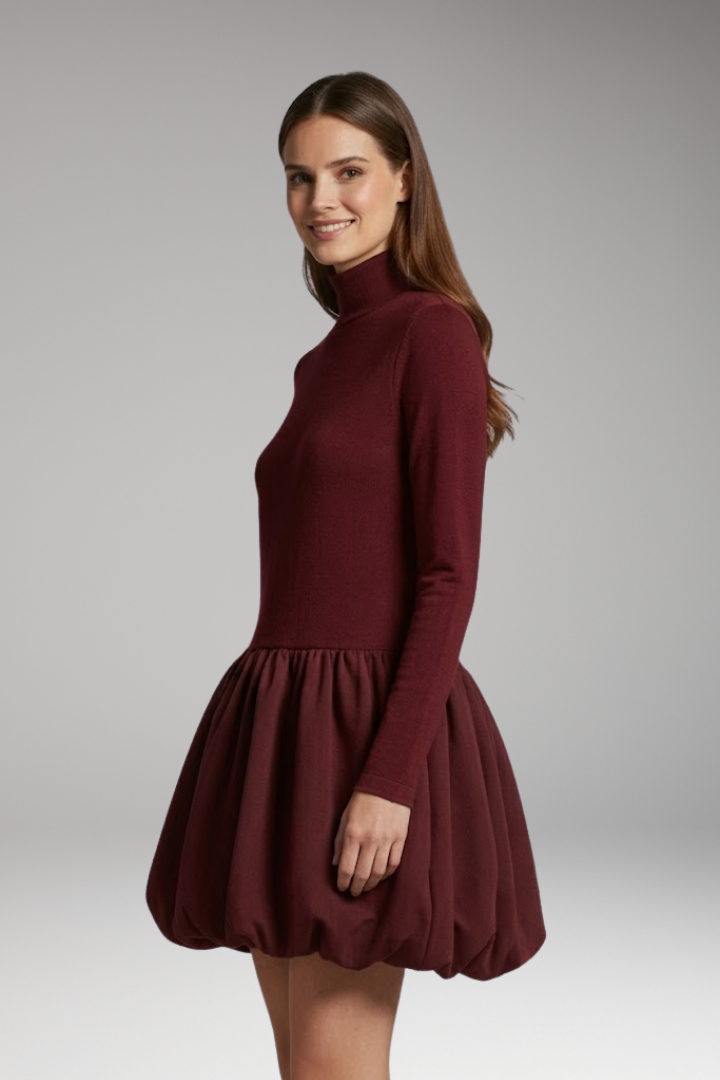 Women's Jumpsuit with High Neck and Flared Skirt