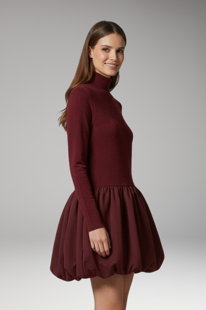 Women's Jumpsuit with High Neck and Flared Skirt
