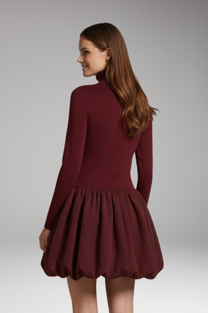 Women's Jumpsuit with High Neck and Flared Skirt