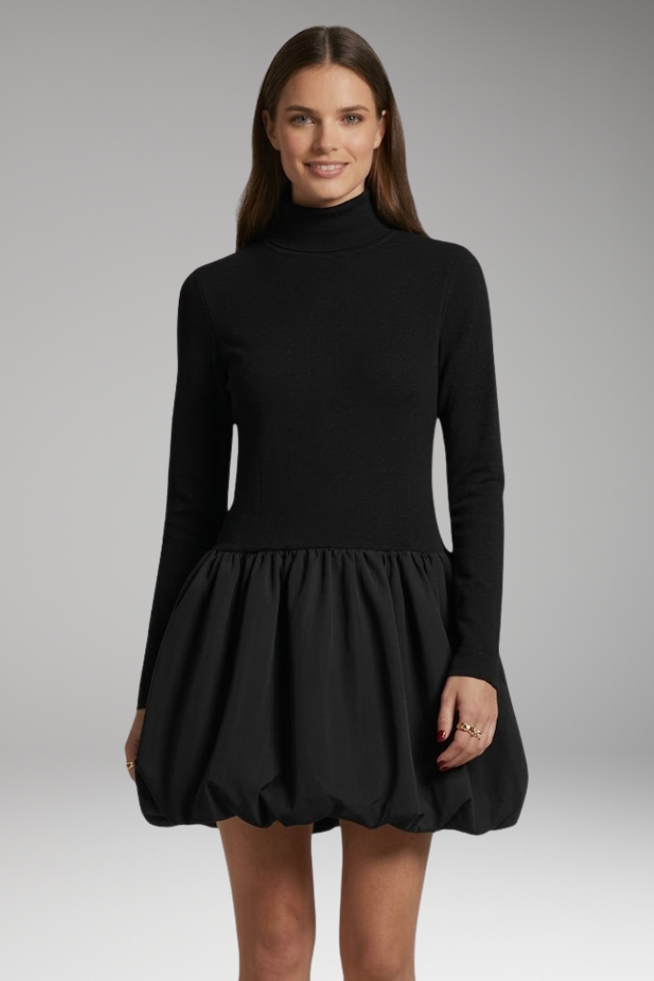 Women's Jumpsuit with High Neck and Flared Skirt