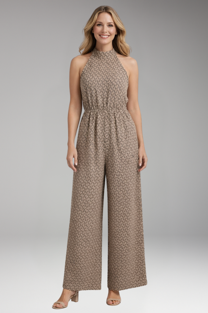 Women's Jumpsuit with High Neck and Side Pockets