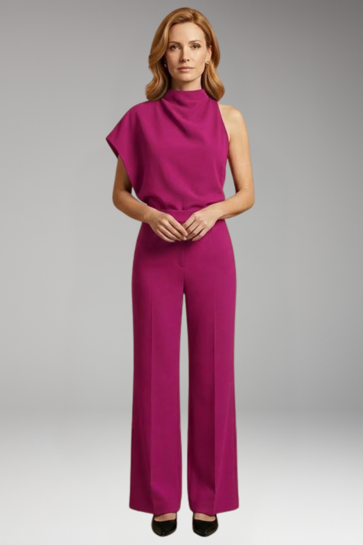 Women's Jumpsuit with High Neck and Wide Legs