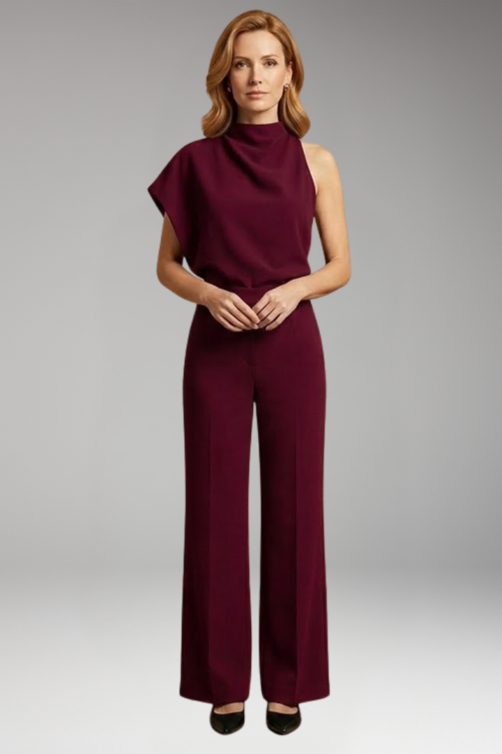 Women's Jumpsuit with High Neck and Wide Legs