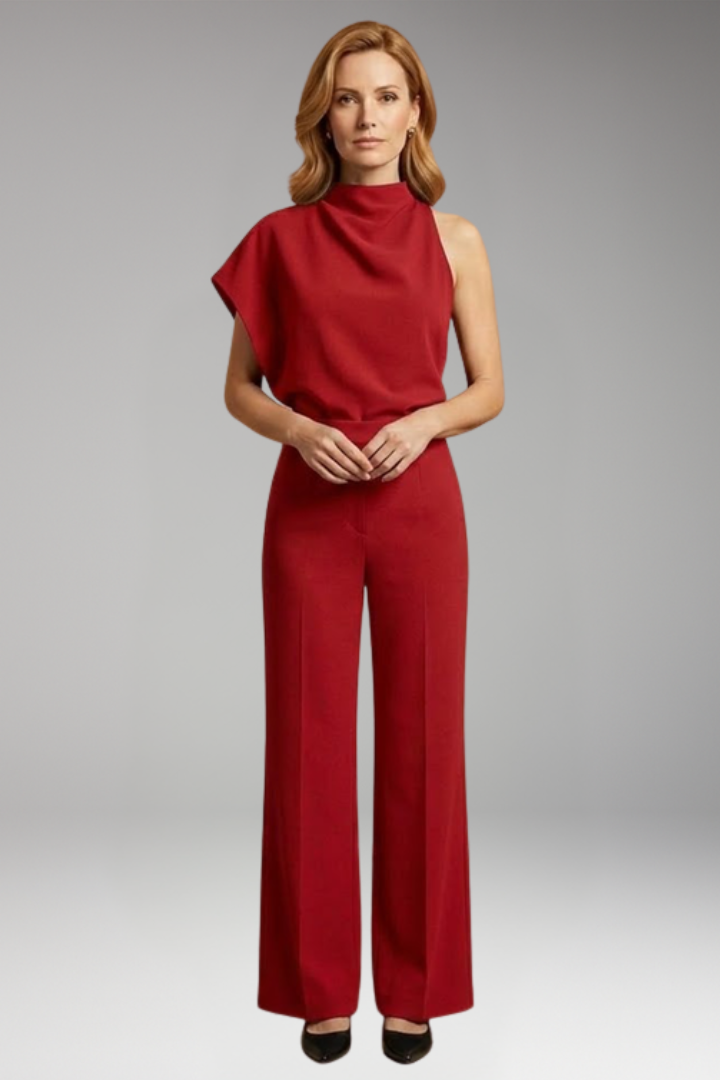 Women's Jumpsuit with High Neck and Wide Legs