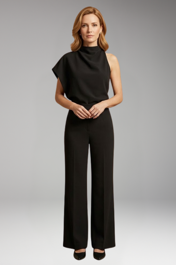 Women's Jumpsuit with High Neck and Wide Legs