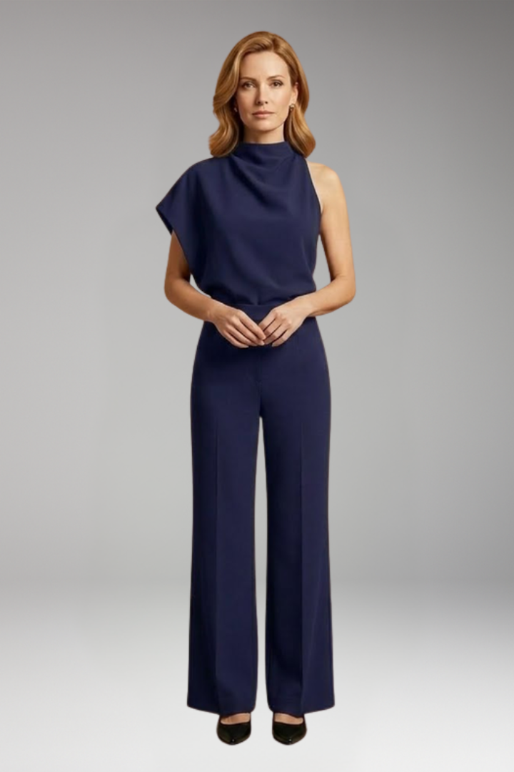 Women's Jumpsuit with High Neck and Wide Legs